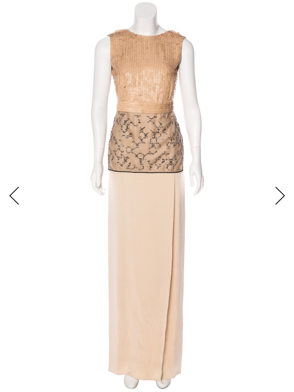 3.1 Phillip Lim Beige and Gold Embellished Prom Gown